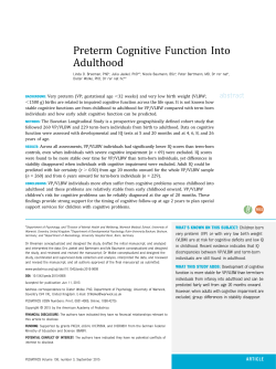 Preterm Cognitive Function Into Adulthood
