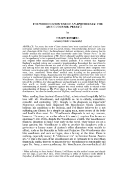 THE WOODHOUSES` USE OF AN APOTHECARY: THE