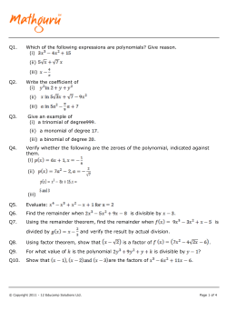 Q1. Which of the following expressions are polynomials? Give