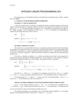 1. classical integer programming problems