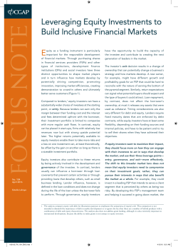 Leveraging Equity Investments to Build Inclusive Financial