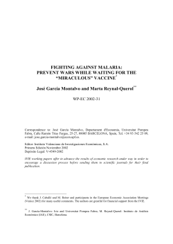 FIGHTING AGAINST MALARIA: PREVENT WARS WHILE