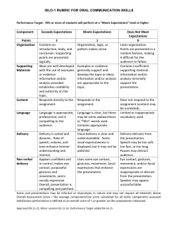 ISLO-1 RUBRIC FOR ORAL COMMUNICATION SKILLS Component