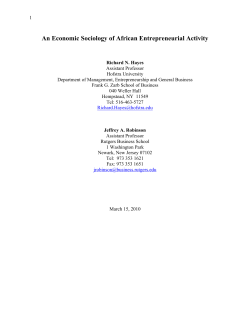 An Economic Sociology of African Entrepreneurial Activity