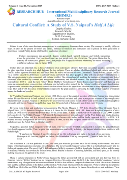 Cultural Conflict: A Study of VS Naipaul`s Half A Life