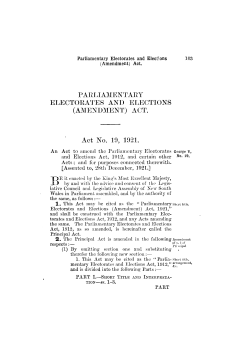 Parliamentary Electorates and Elections