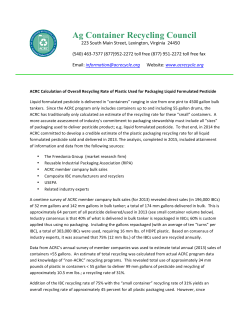 ACRC Calculation of Overall Recycling Rate of Plastic Used for