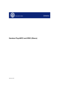 Handout PsycINFO and ERIC (Ebsco)