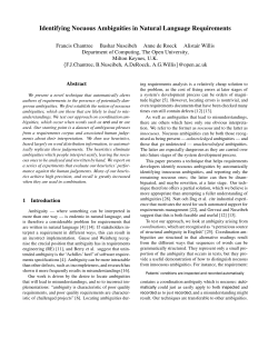 Identifying Nocuous Ambiguities in Natural Language Requirements