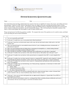 DONOR SCREENING QUESTIONNAIRE