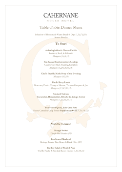 Dinner Menu - Cahernane House Hotel