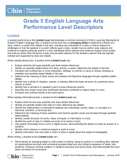 Grade 5 English Language Arts Performance Level Descriptors