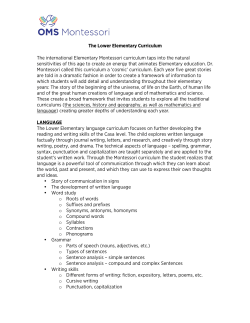 Lower Elementary Curriculum