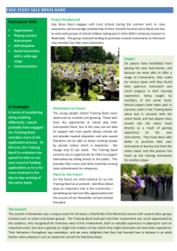 CASE STUDY SALE BRASS BAND Participant Skills In hindsight
