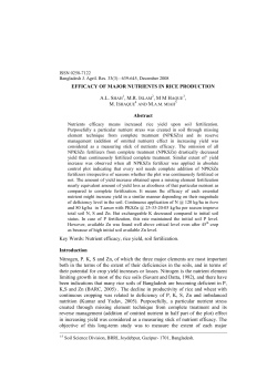 EFFICACY OF MAJOR NUTRIENTS IN RICE PRODUCTION A.L.