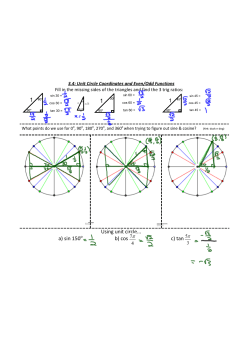 1 1 Using unit circle... a) sin 150 b) cos c) tan