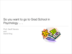 So you want to go to Grad School in Psychology . . .
