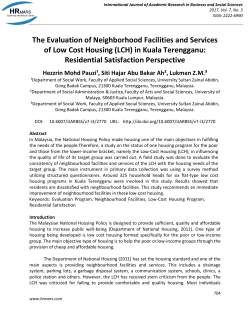 The Evaluation of Neighborhood Facilities and Services of Low Cost