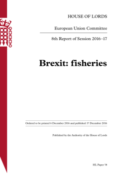 Brexit: fisheries - Publications.parliament.uk