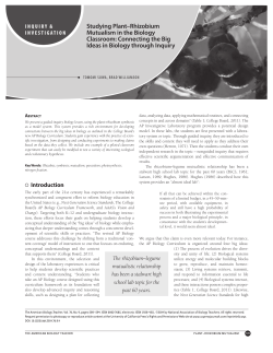 Studying Plant&mdash;Rhizobium Mutualism in the Biology