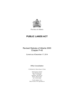 Public Lands Act - Alberta Queen`s Printer