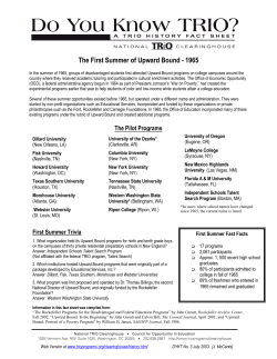 The First Summer of Upward Bound - 1965