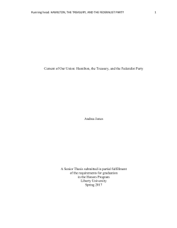 Cement of Our Union: Hamilton, the Treasury, and the Federalist