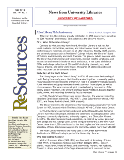 News from University Libraries - University of Hartford Library