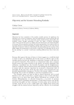 Objectivity and the scientist: Heisenberg rethinks