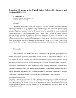 Executive Clemency in the United States: Origins, Development and