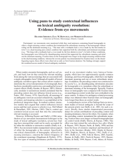 Using puns to study contextual influences on lexical ambiguity