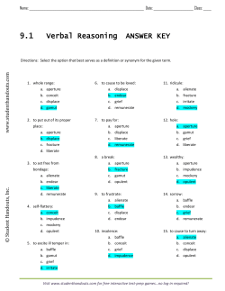 9.1 Verbal Reasoning ANSWER KEY