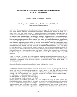 distribution of venison to humanitarian organizations in the usa and