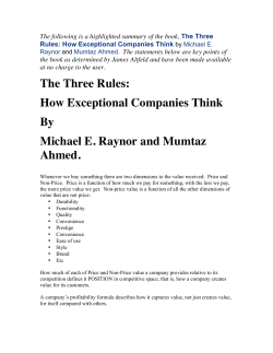 Three Rules - Altfeld Inc.