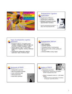 1 Postoperative Cognitive Dysfunction Postoperative Delirium