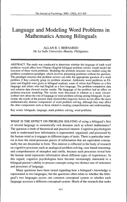Language and Modeling Word Problems in