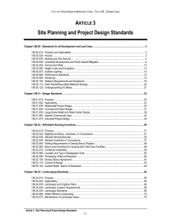 Site Planning and Project Design Standards