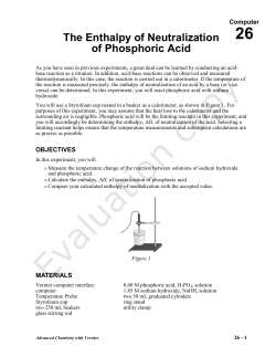 The Enthalpy of Neutralization of Phosphoric Acid
