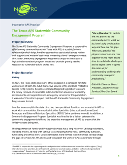 The Texas APS Statewide Community Engagement Program