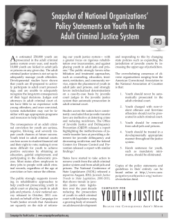 Snapshot of National Organizations` Policy Statements on Youth in