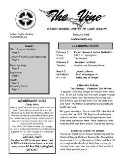 upcoming events - Church Women United of Lane County