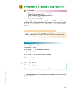 Evaluating Algebraic Expressions