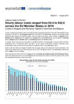 Hourly labour costs ranged from &euro;4.4 to &euro;42.0 across