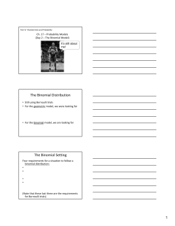 The Binomial Distribution The Binomial Setting