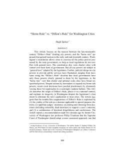 &ldquo;Home Rule&rdquo; vs. &ldquo;Dillon`s Rule&rdquo; for Washington Cities