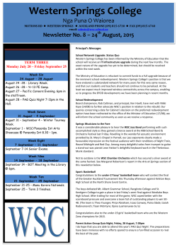 August, 2015 - Western Springs College