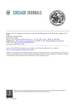 England`s First Attempt to Break the Commercial Monopoly of the