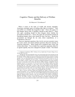 Cognitive Theory and the Delivery of Welfare Benefits