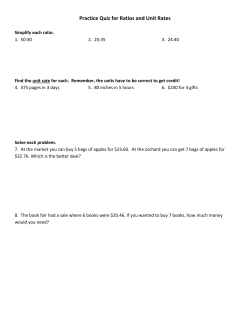 Practice Quiz for Ratios and Unit Rates