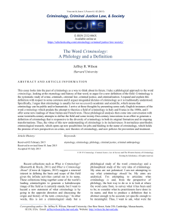 The Word Criminology: A Philology and a Definition